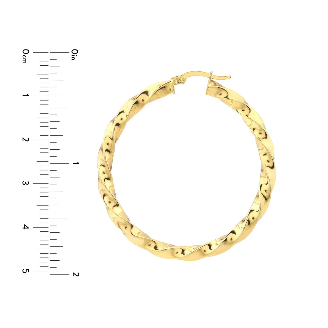 14K Yellow Gold 3x35mm Tight Twist Round Hoop Earring