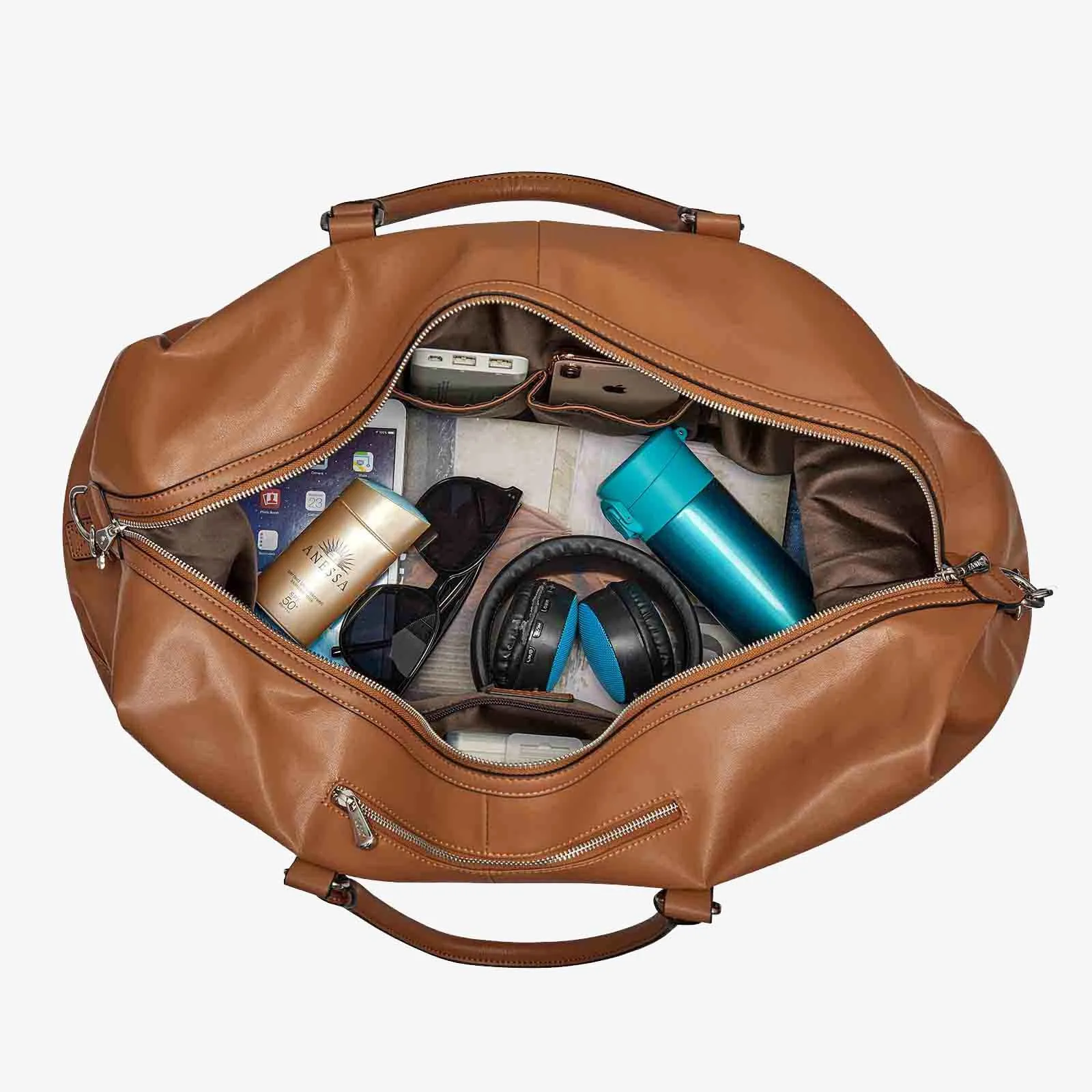 60L Women Genuine Leather Duffel Bag