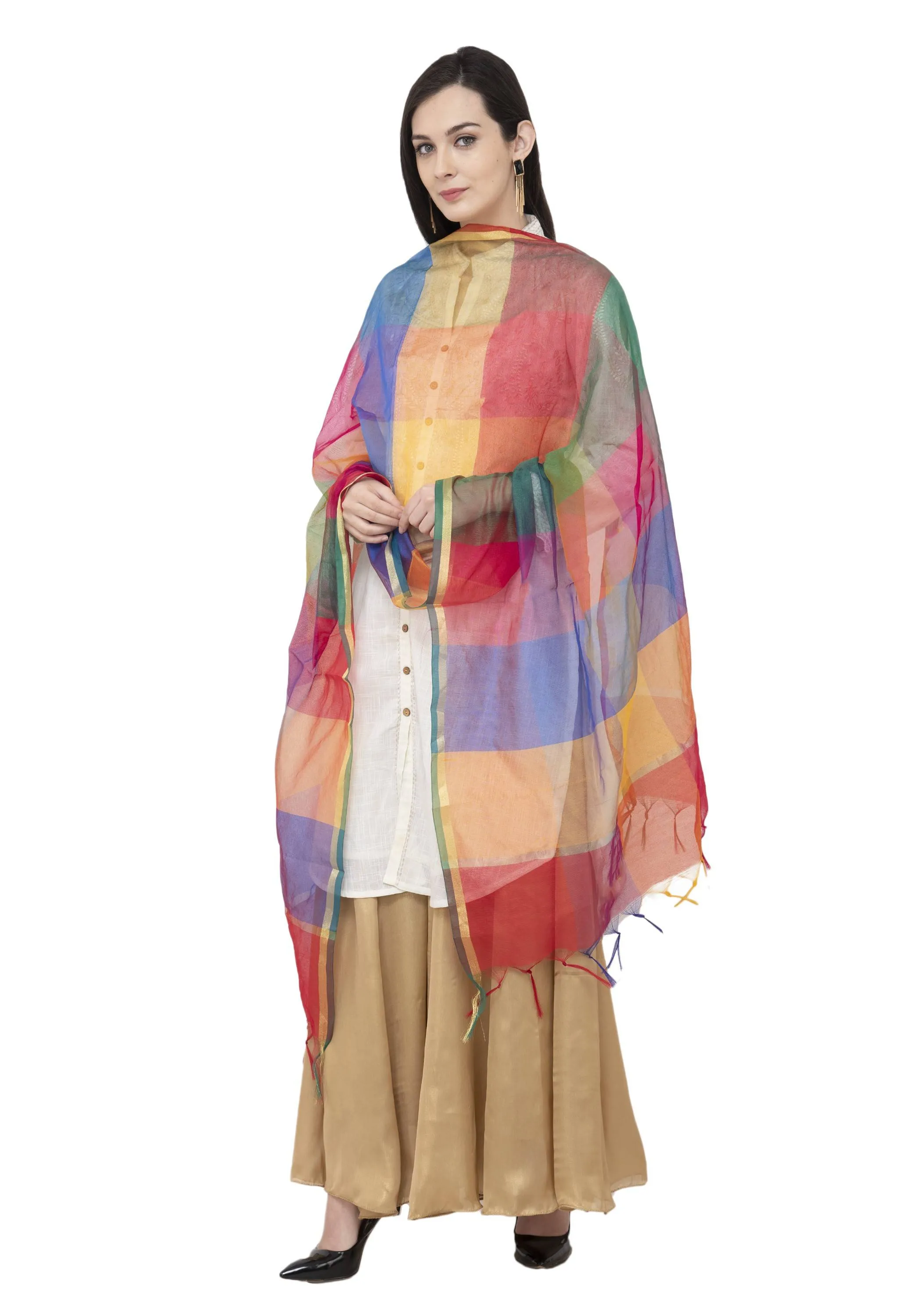 A R SILK Golden Color Fancy Silk Dupattas and Chunnis