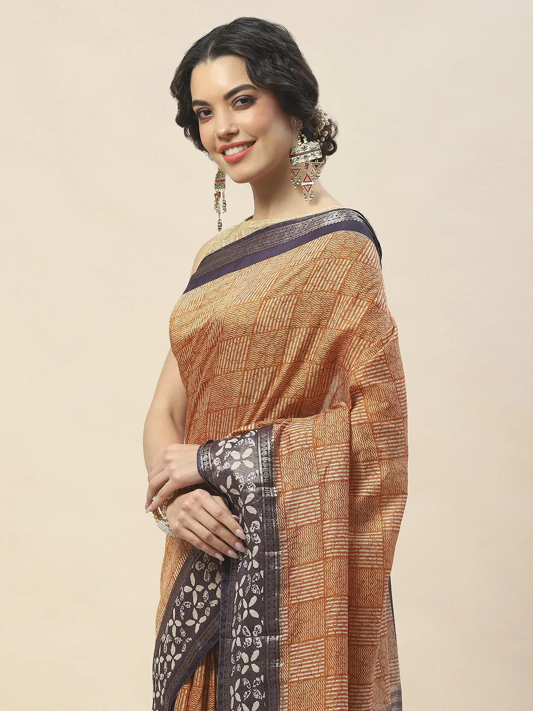 Abstract Print Cotton Saree