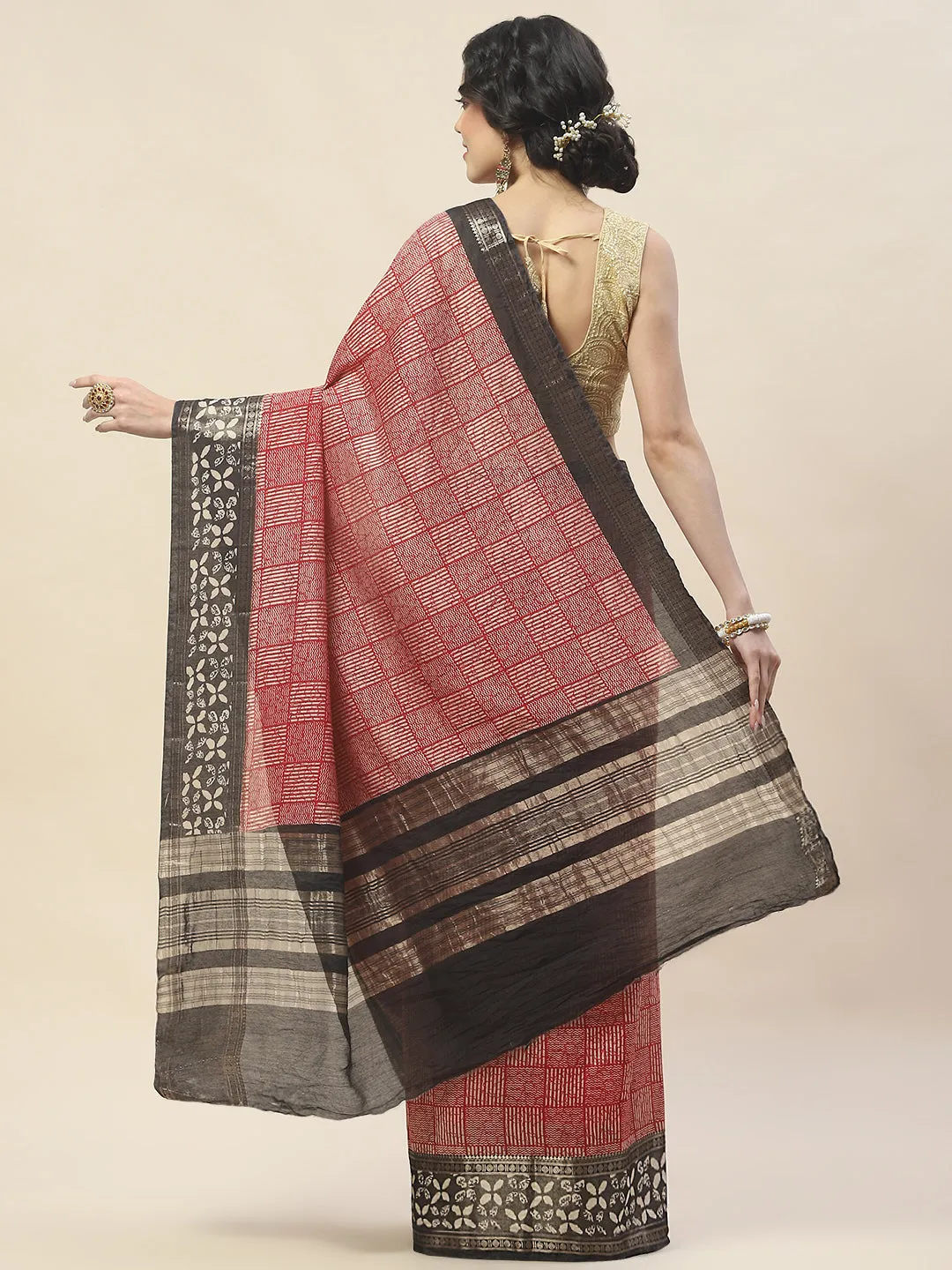 Abstract Print Cotton Saree