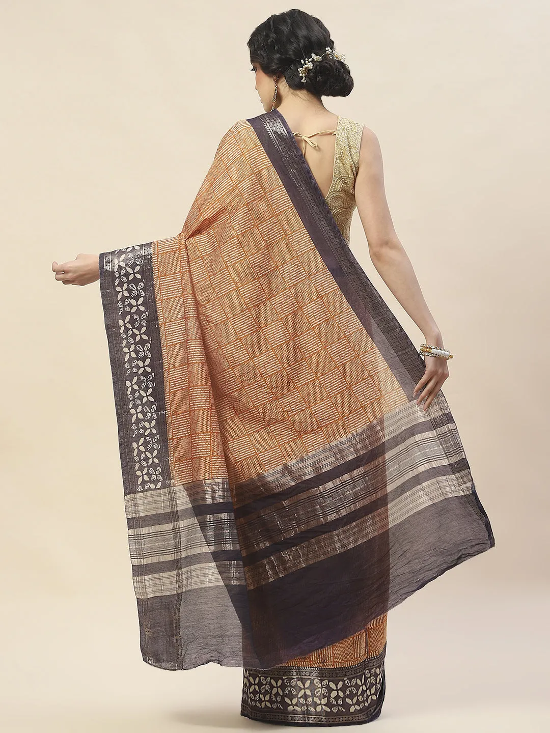 Abstract Print Cotton Saree