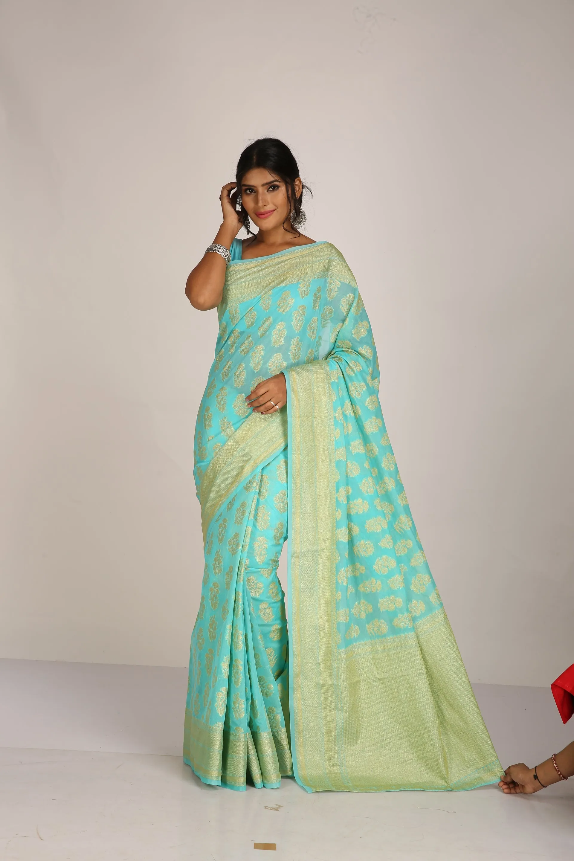 Blue Aqua Traditional Silk Saree