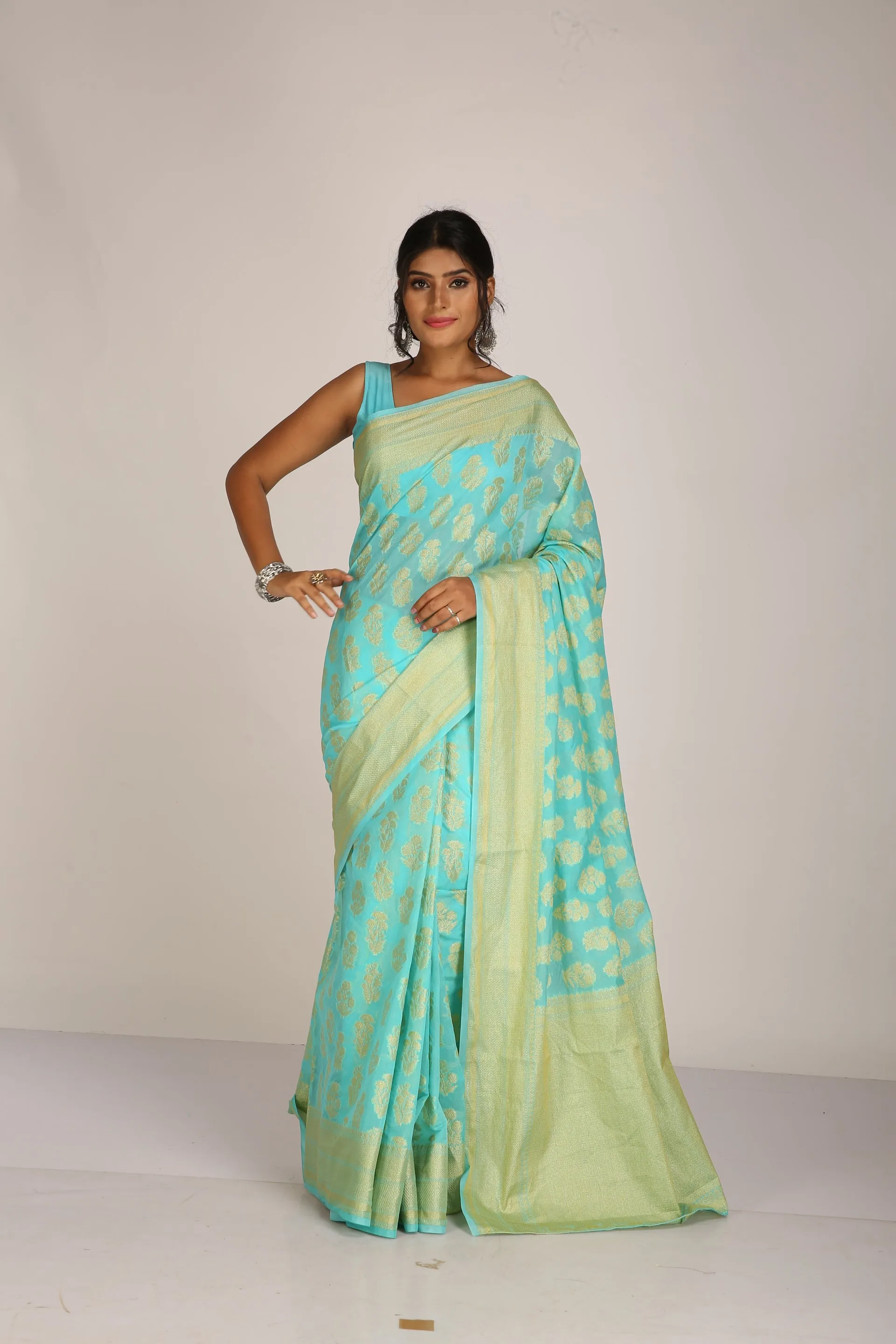 Blue Aqua Traditional Silk Saree