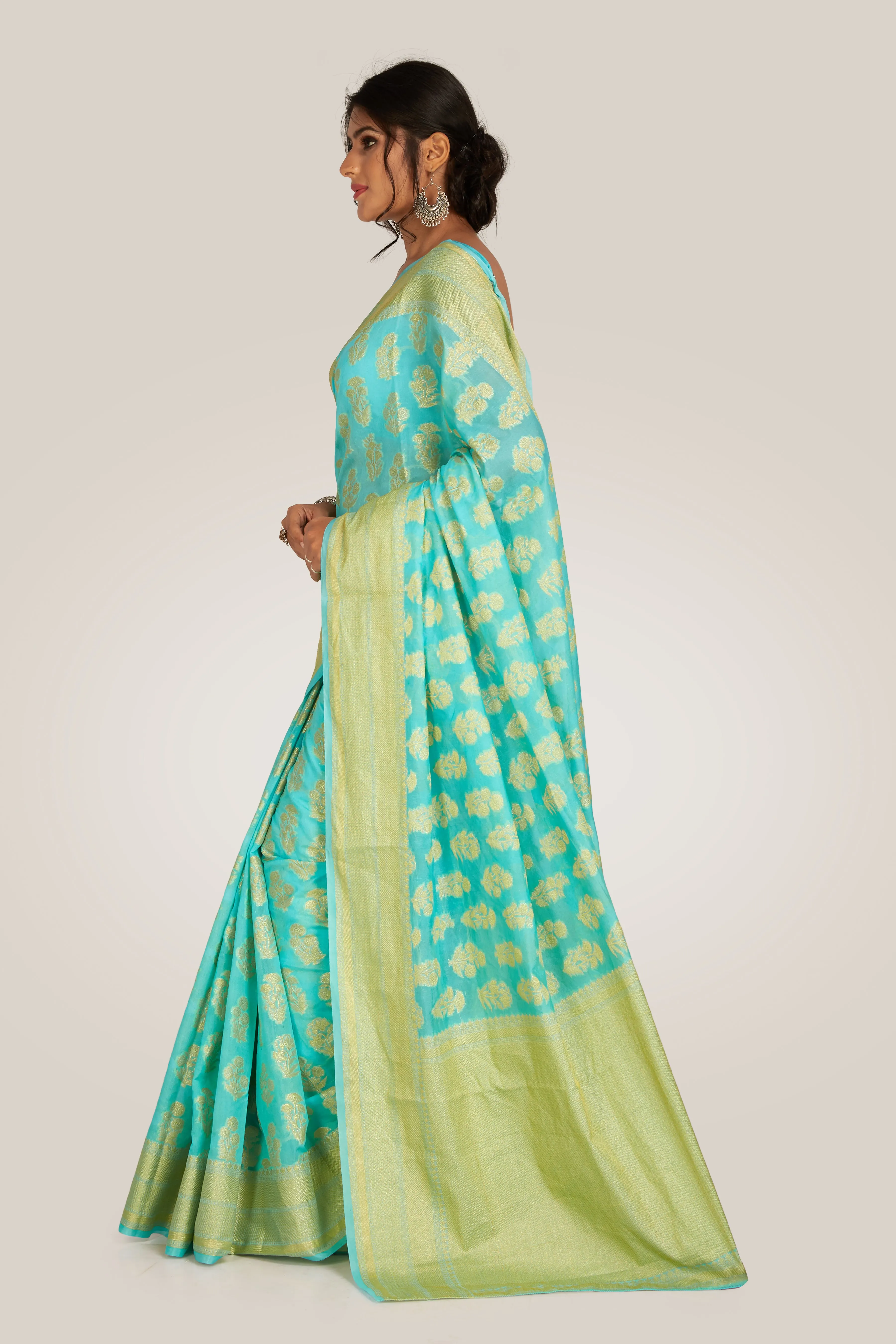 Blue Aqua Traditional Silk Saree