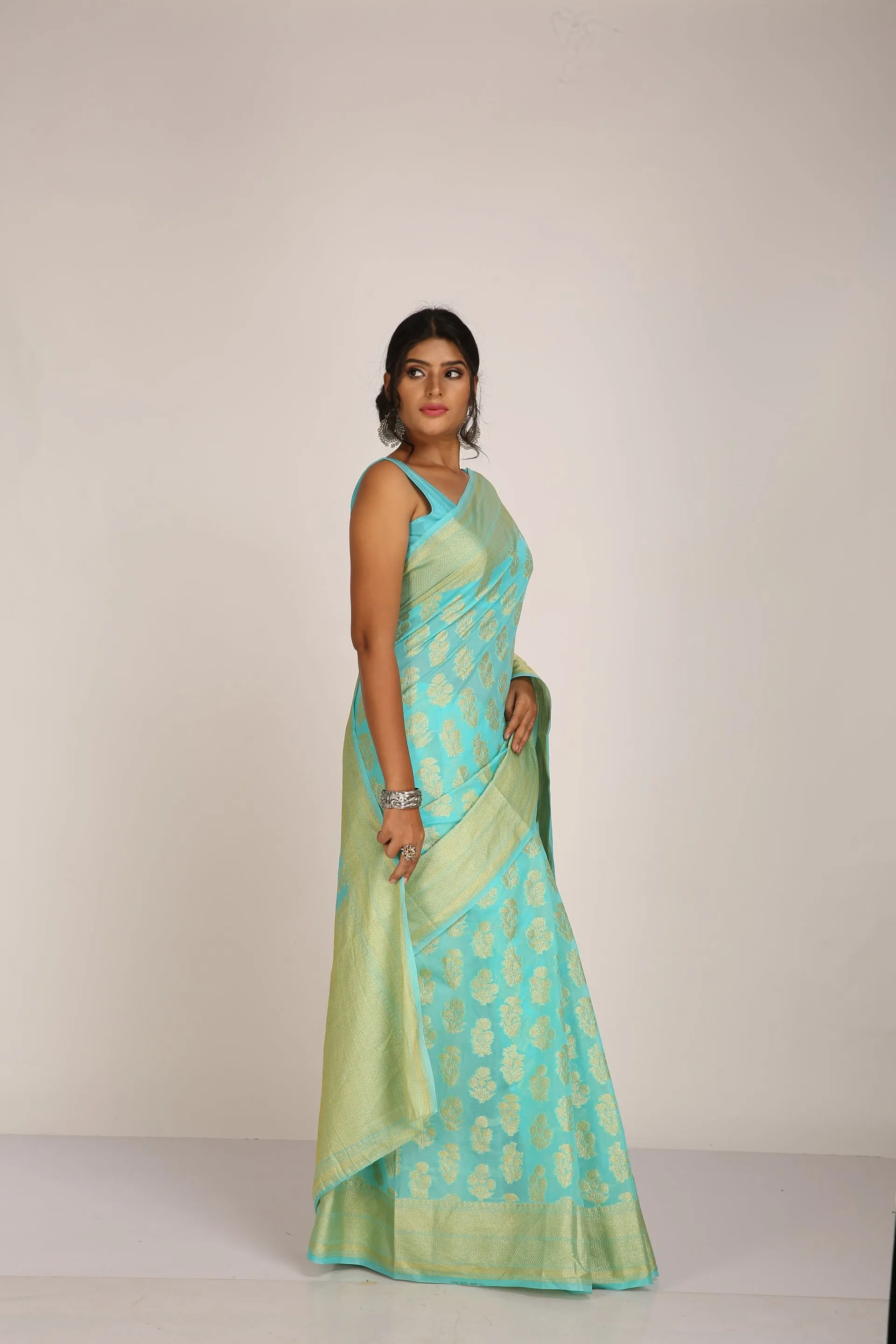 Blue Aqua Traditional Silk Saree