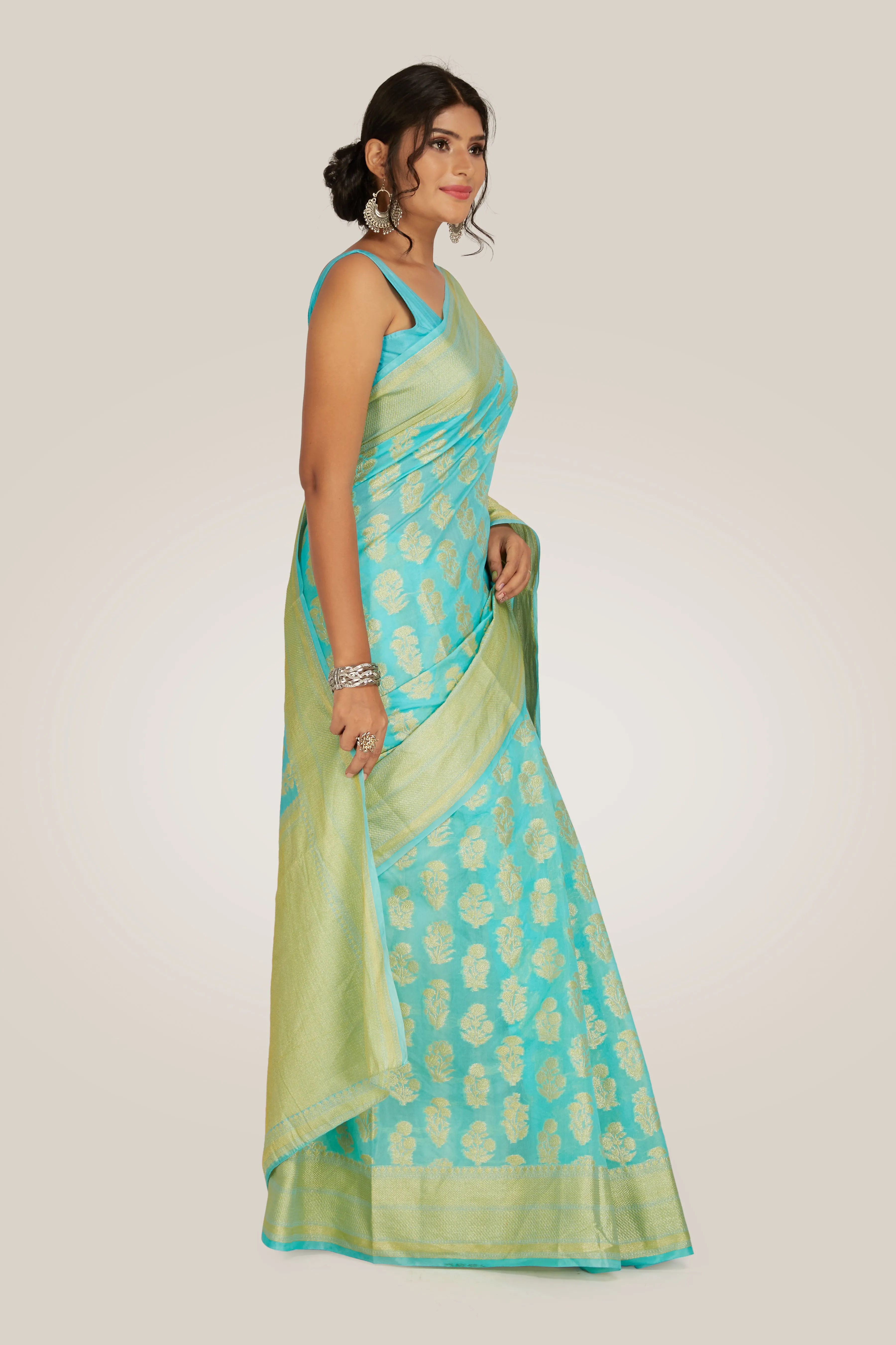 Blue Aqua Traditional Silk Saree