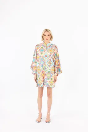 aztec linen mini caftan