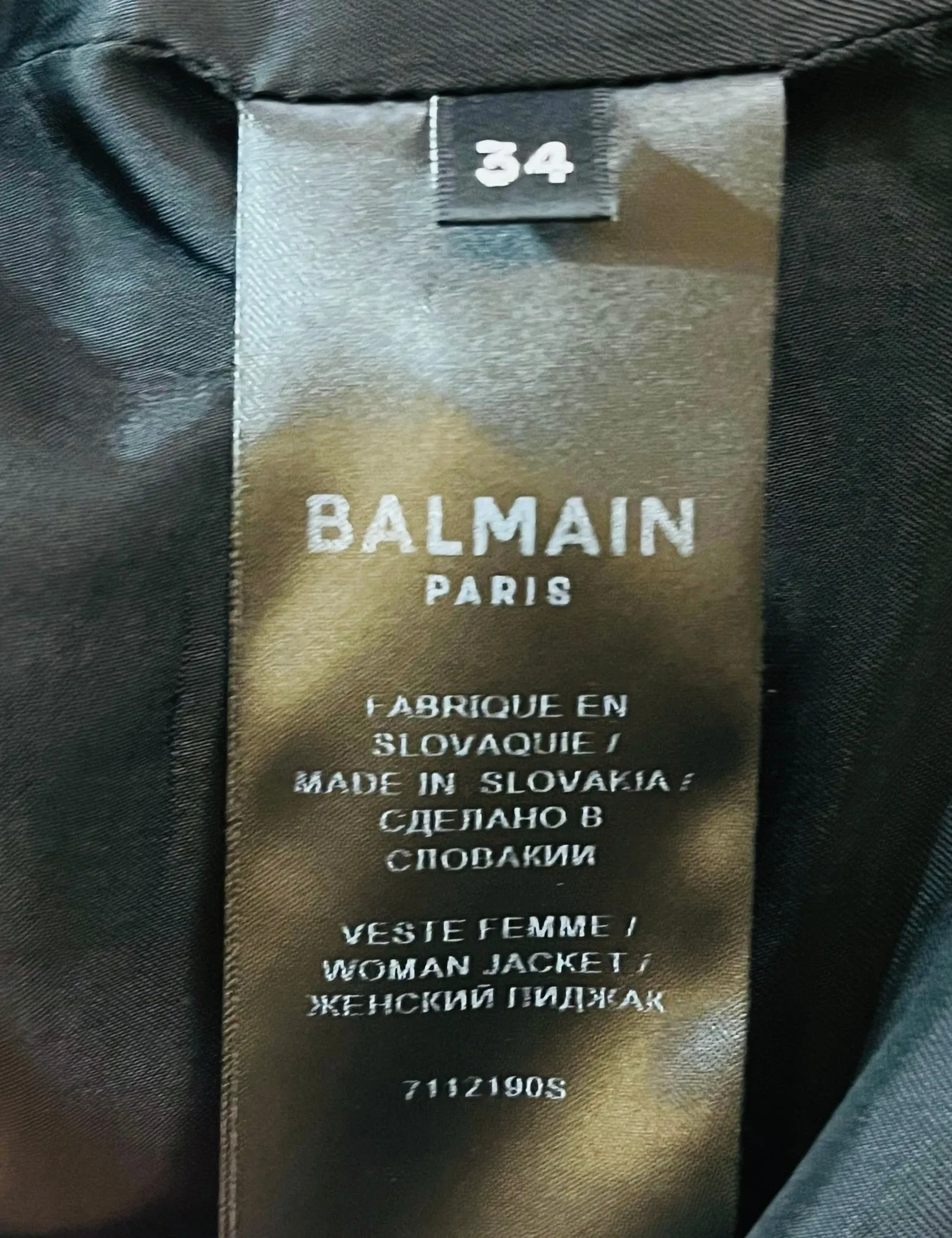 Balmain Tailored Silk Jacket. Size 34FR