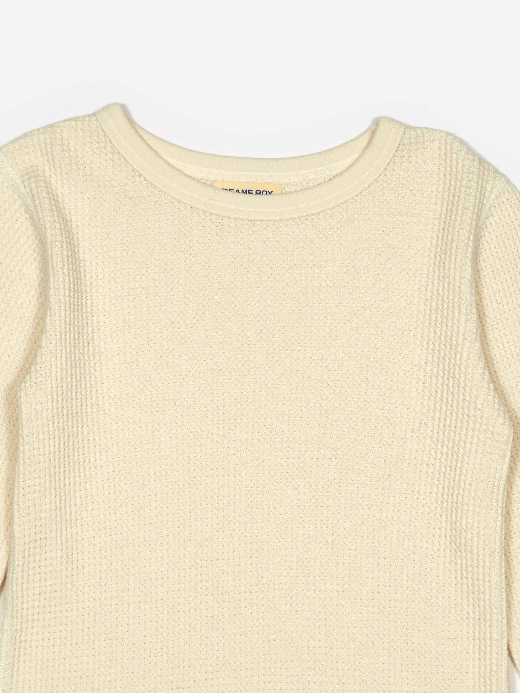 Beams Boy Long Sleeve Thermal Pullover - Off White