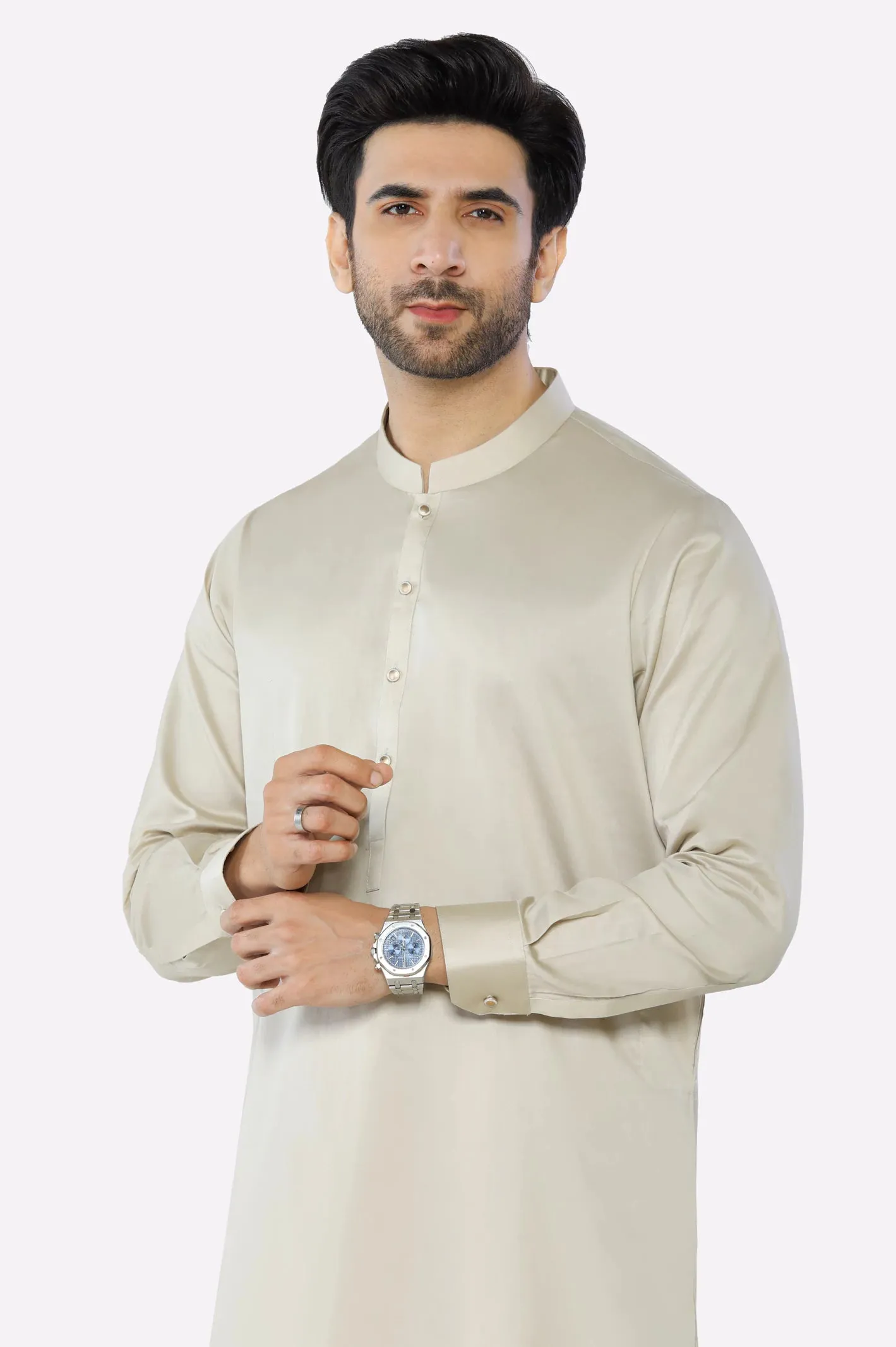 Beige Cotton Shalwar Kameez