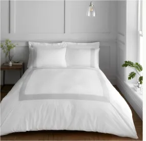 Bianca Tailored White & Silver SuperKing Duvet Set