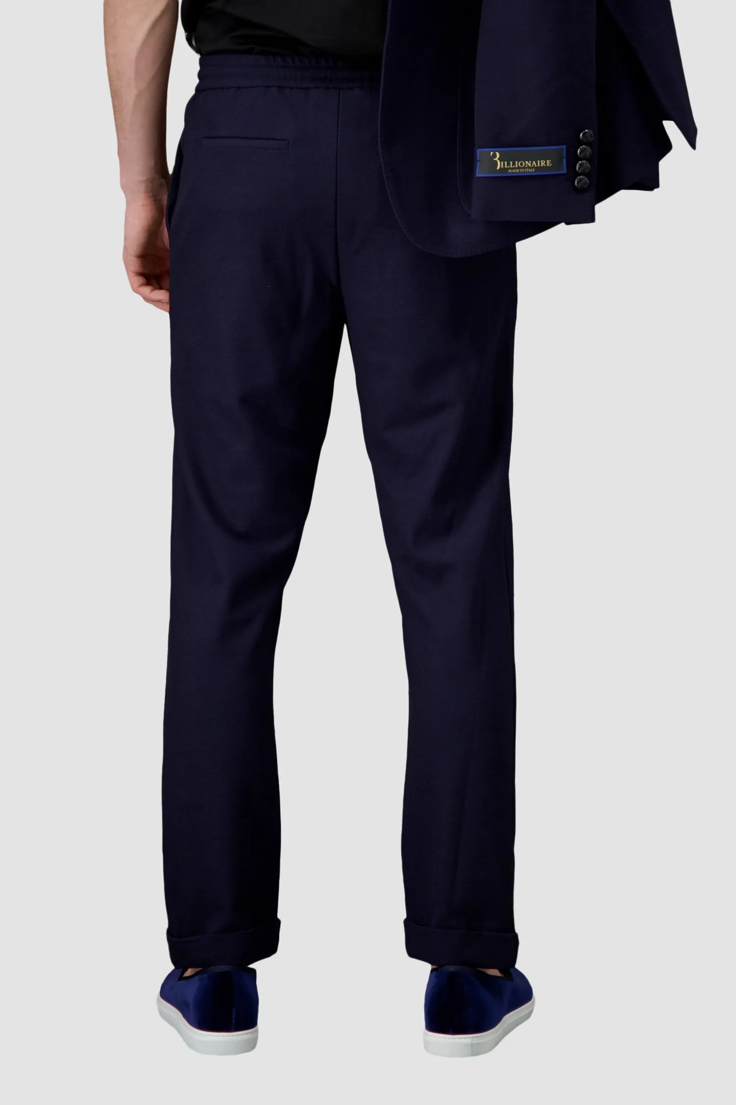 Billionaire Dark Blue Tailored Fit Crest Trousers