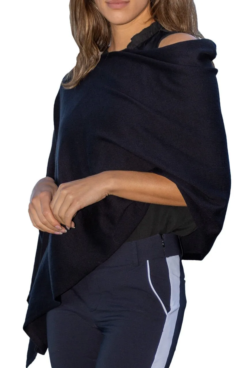 Black Cotton Cashmere Poncho