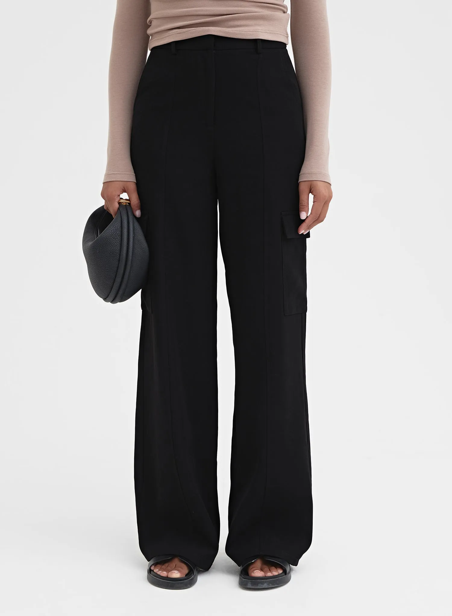 Black Tailored Cargo Trouser - Bailee