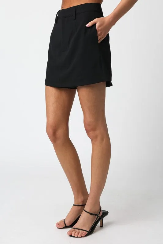 Black Tailored Skort