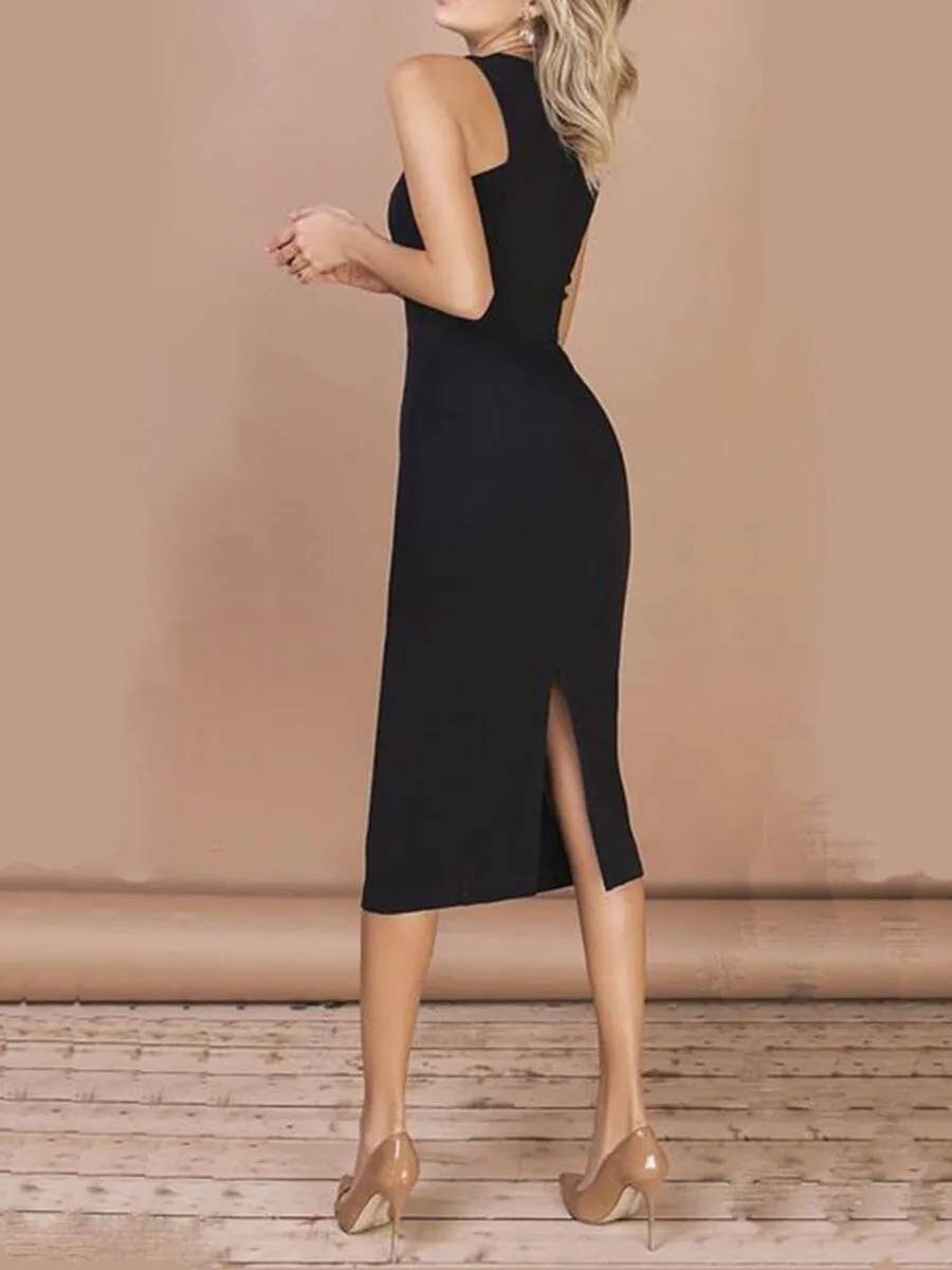 Black tight-fitting hip dress