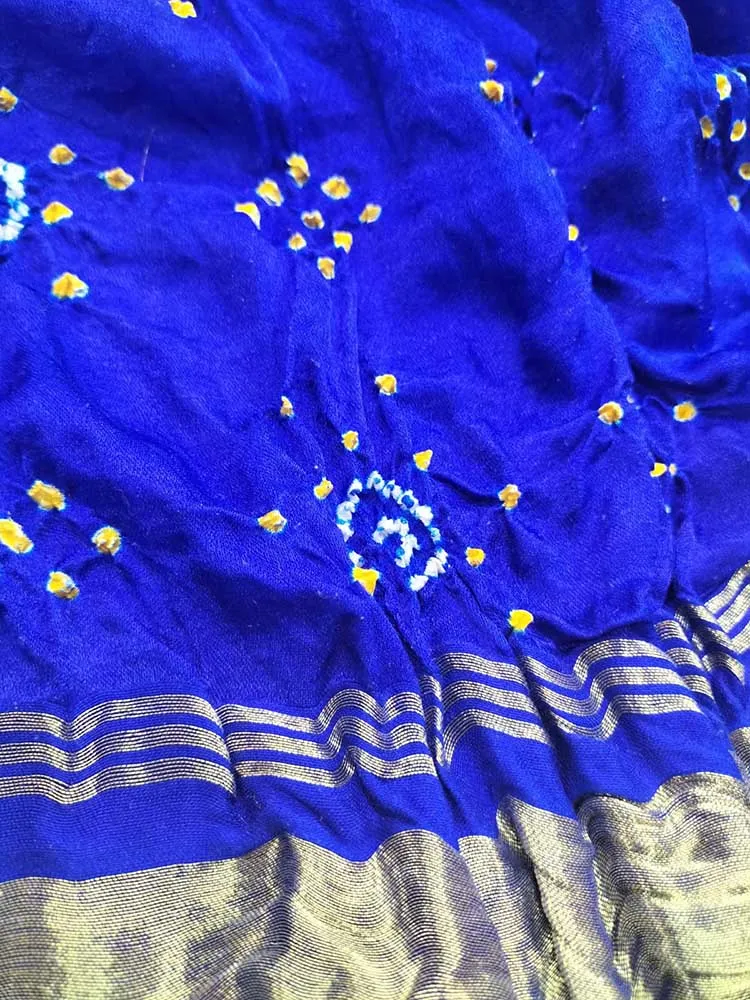 Blue Bandhani Gajji Silk Dupatta