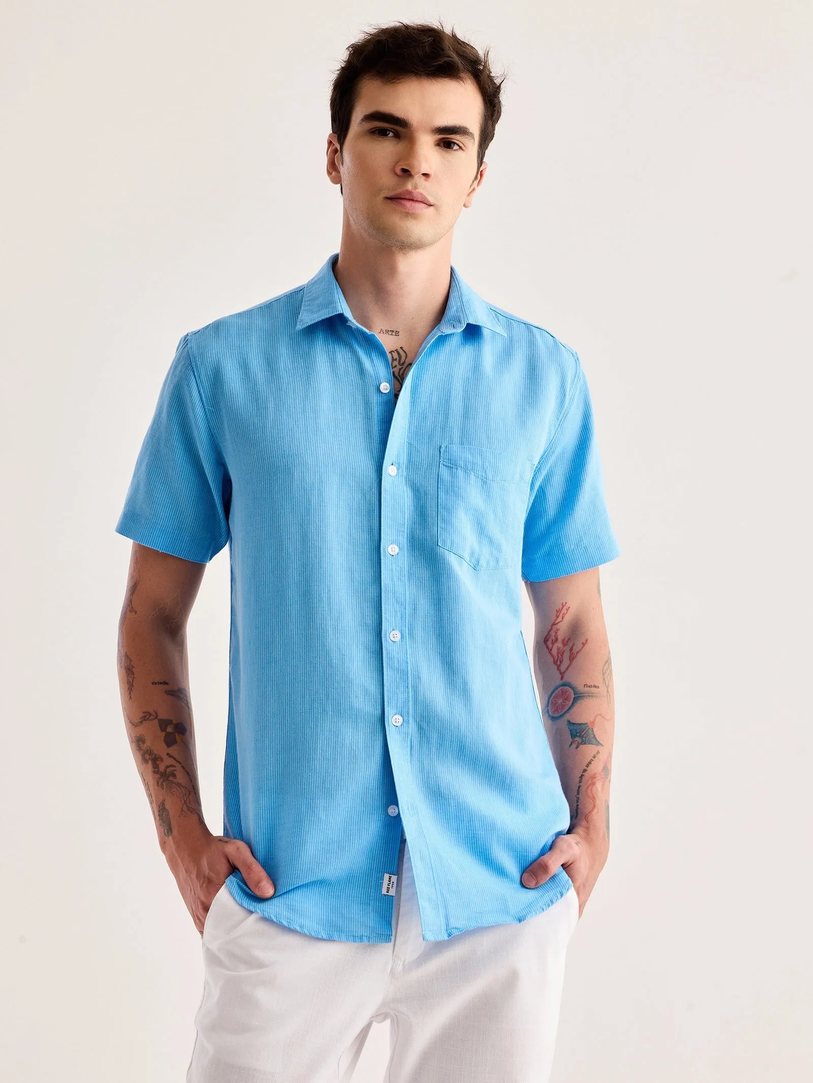 Blue Striped Linen Shirt