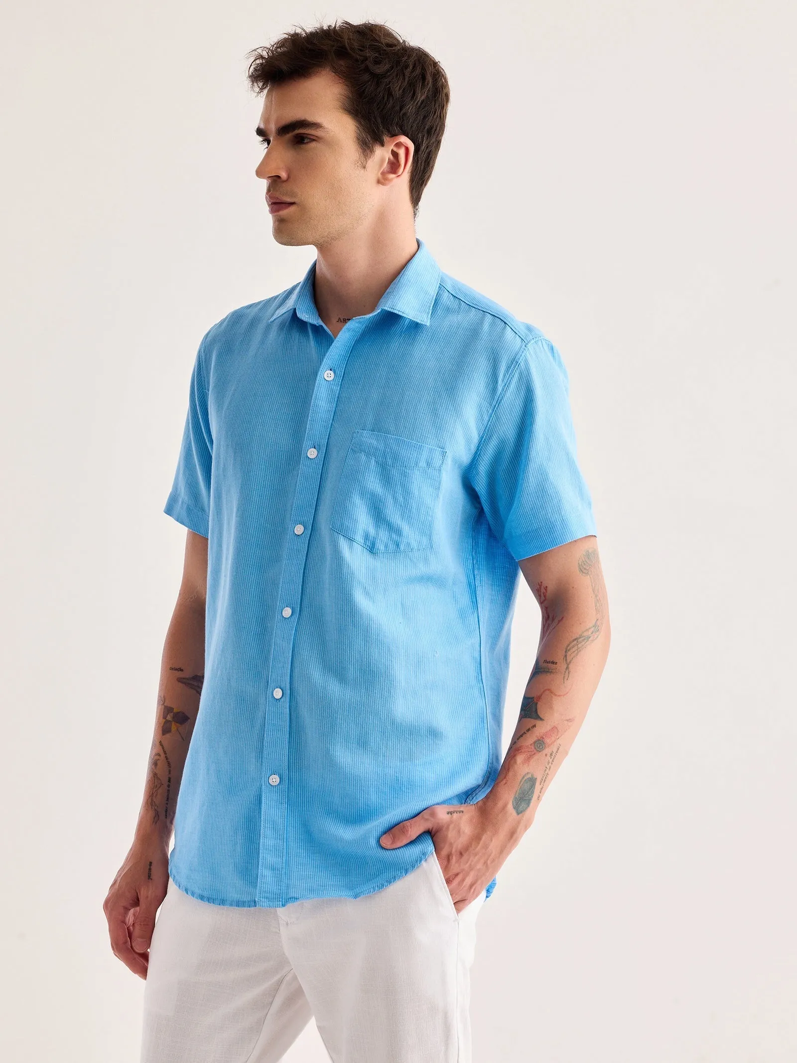 Blue Striped Linen Shirt