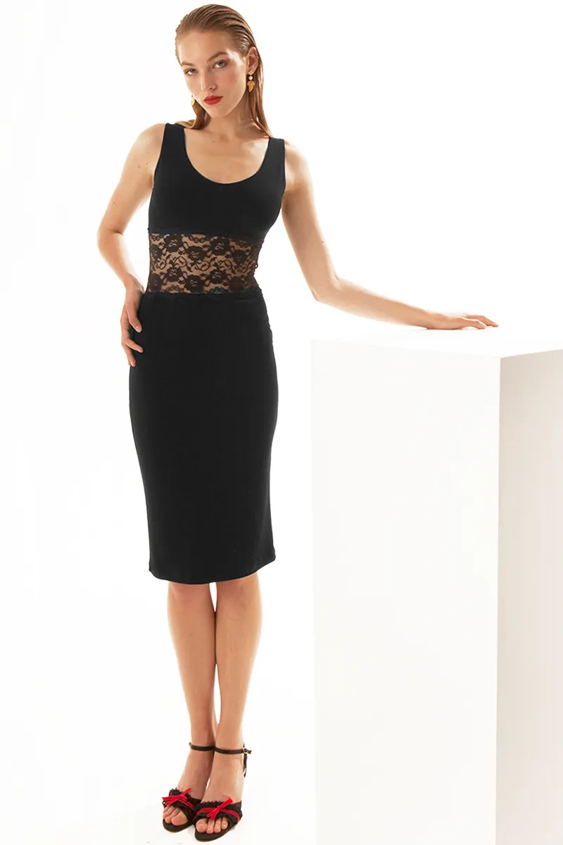 Bodycon Dress With Lace Waist 