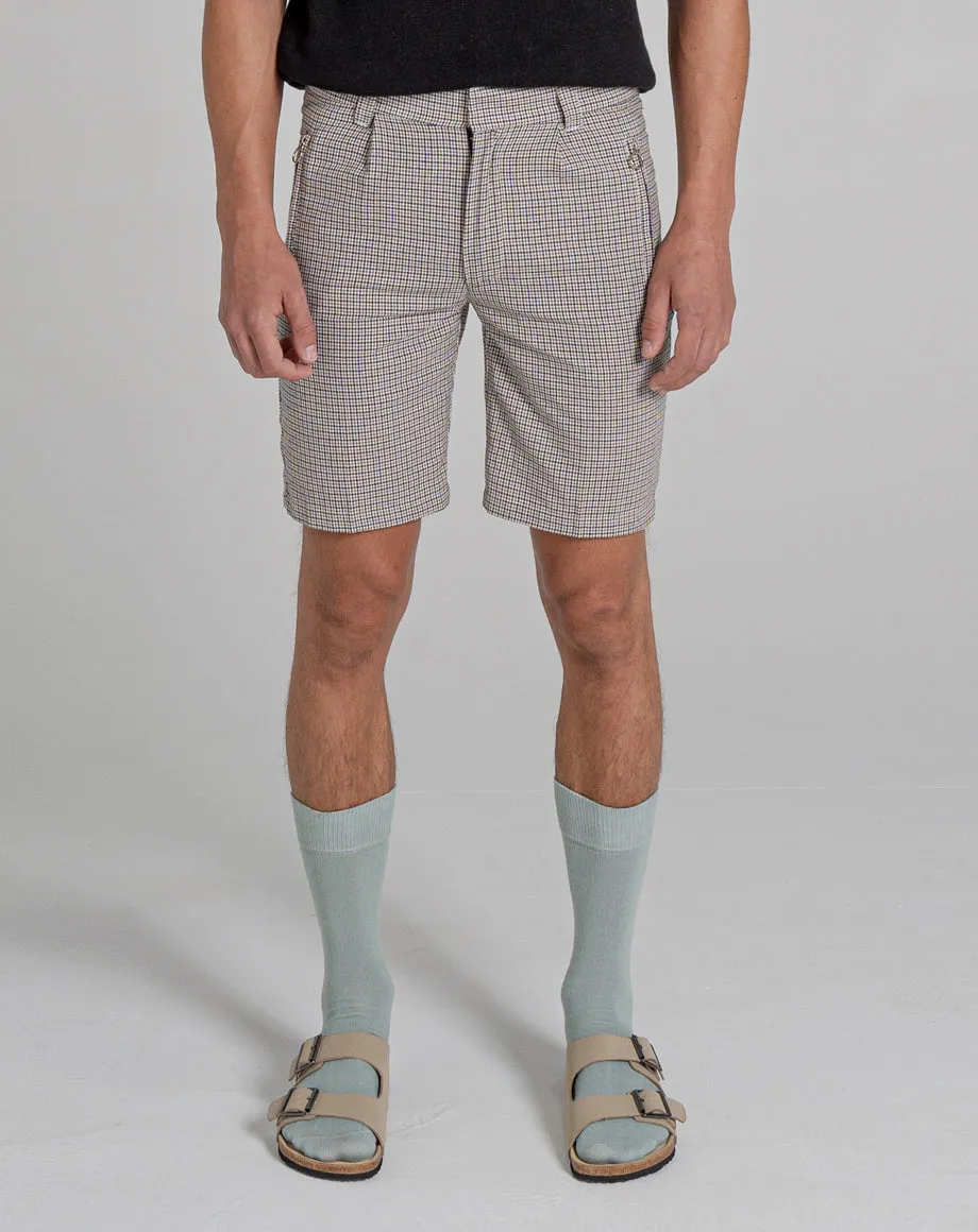 CARLISLE CHECK TAILORED MEN'S SHORTS | MUSHROOM