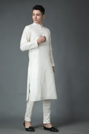 Celebratory White Silk Kurta