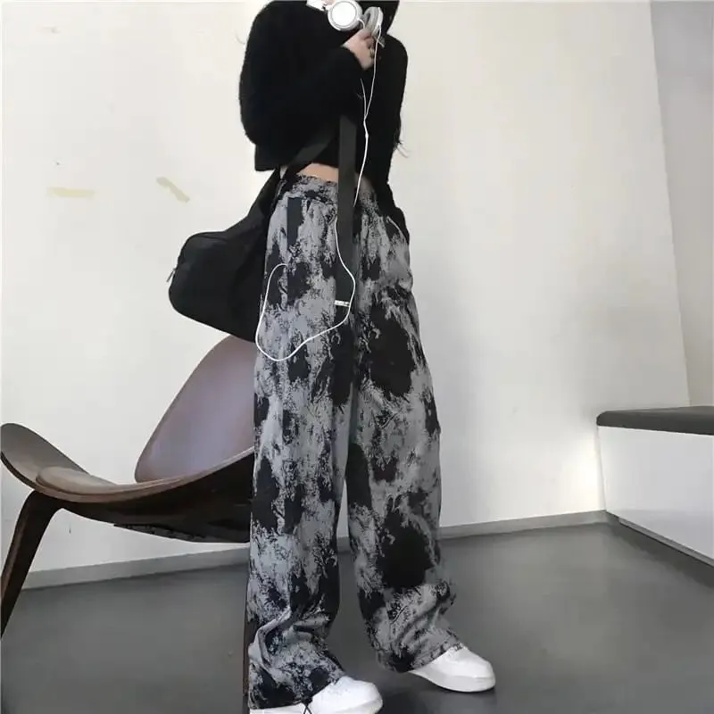 'Charcoal' Black & Grey Baggy Tie Dye Grunge Pants