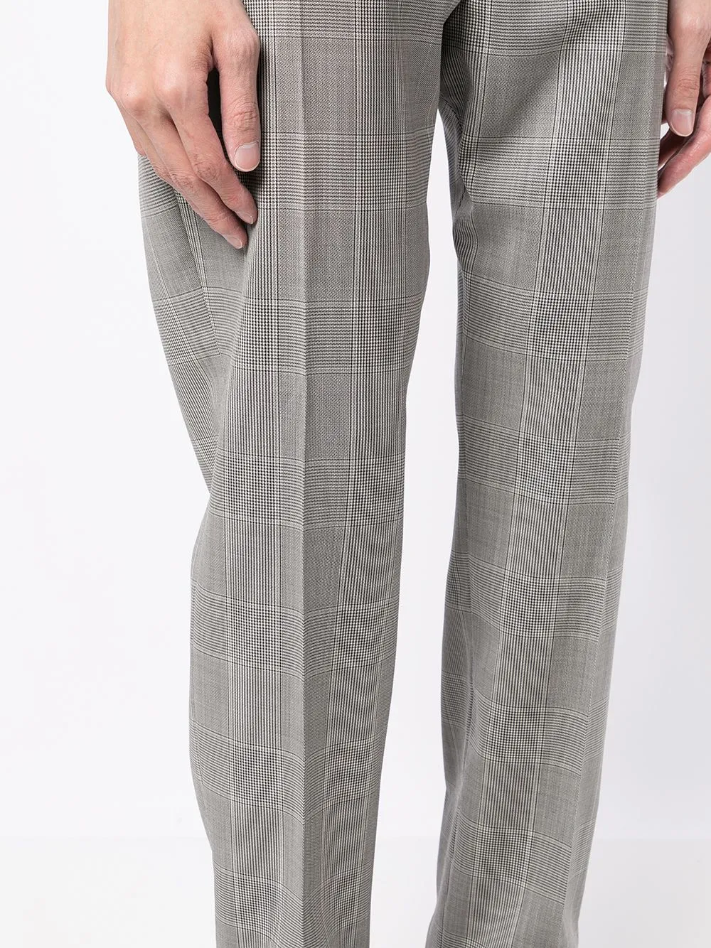 Check-Print Cotton Tailored Trousers