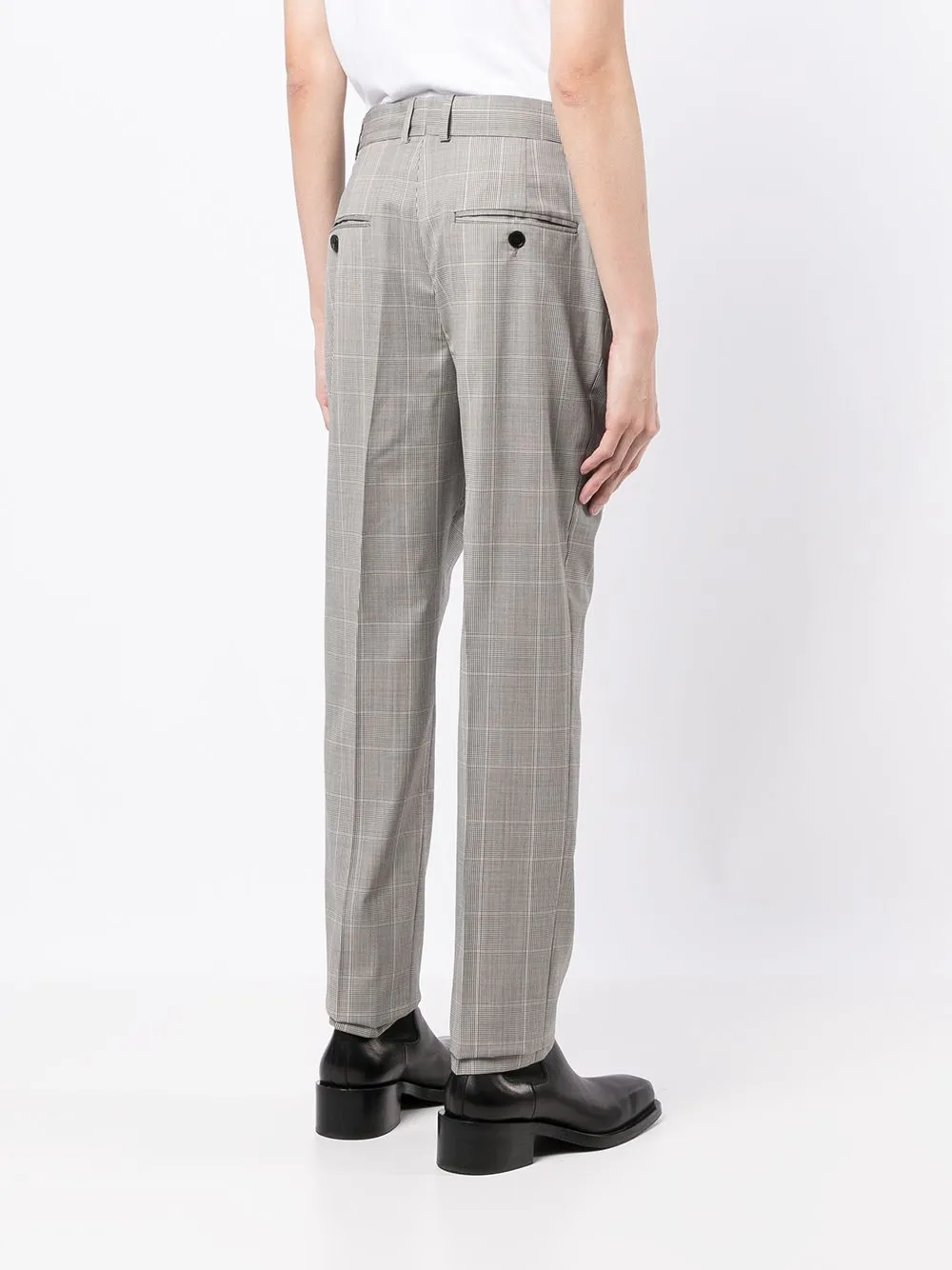 Check-Print Cotton Tailored Trousers