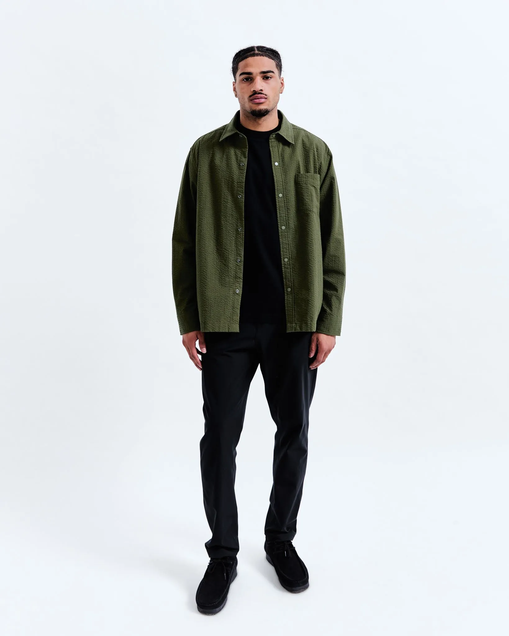 Cotton Seersucker Campus Overshirt