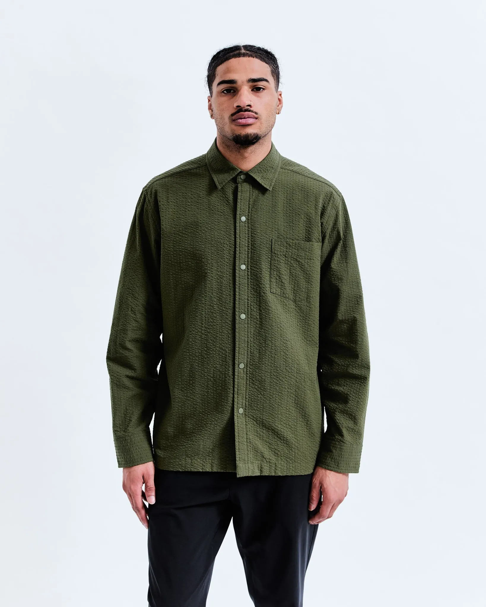 Cotton Seersucker Campus Overshirt