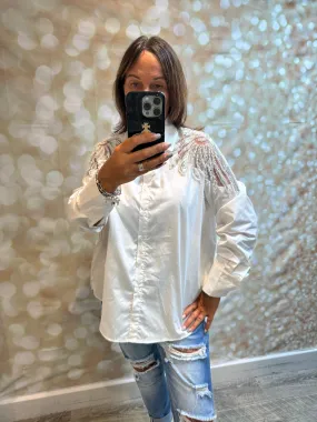 Cotton sequin / pearl Shirt