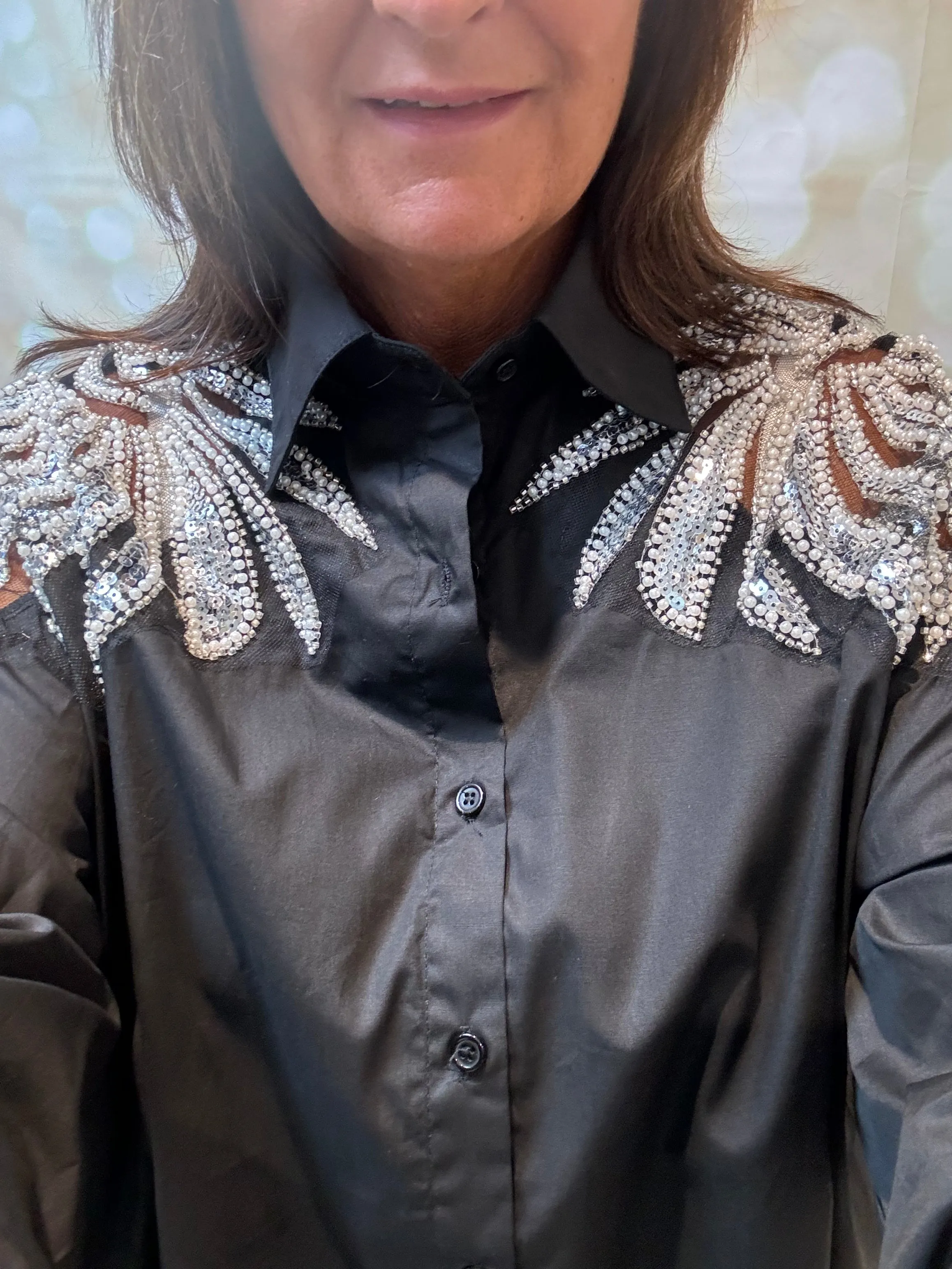 Cotton sequin / pearl Shirt