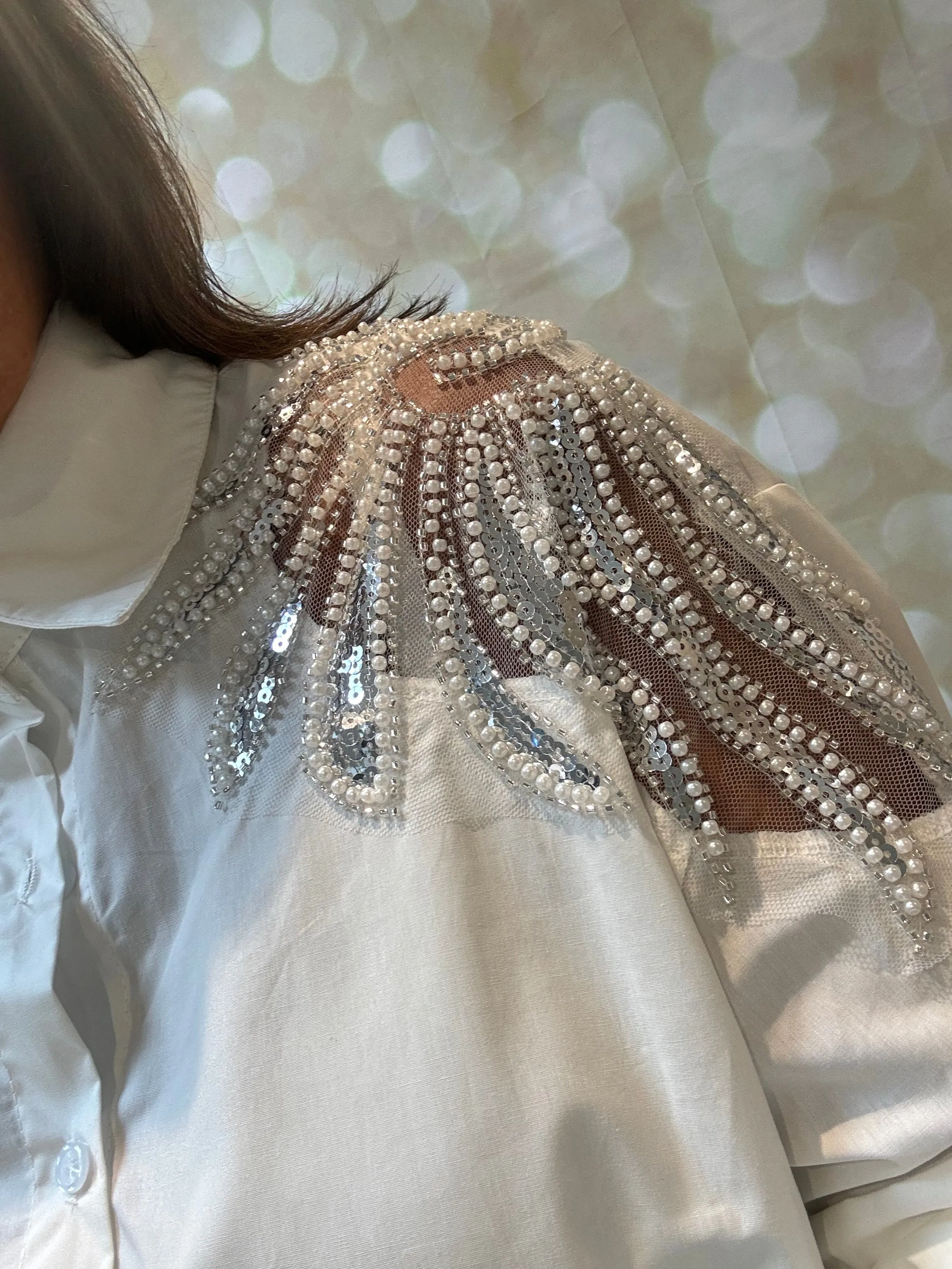 Cotton sequin / pearl Shirt