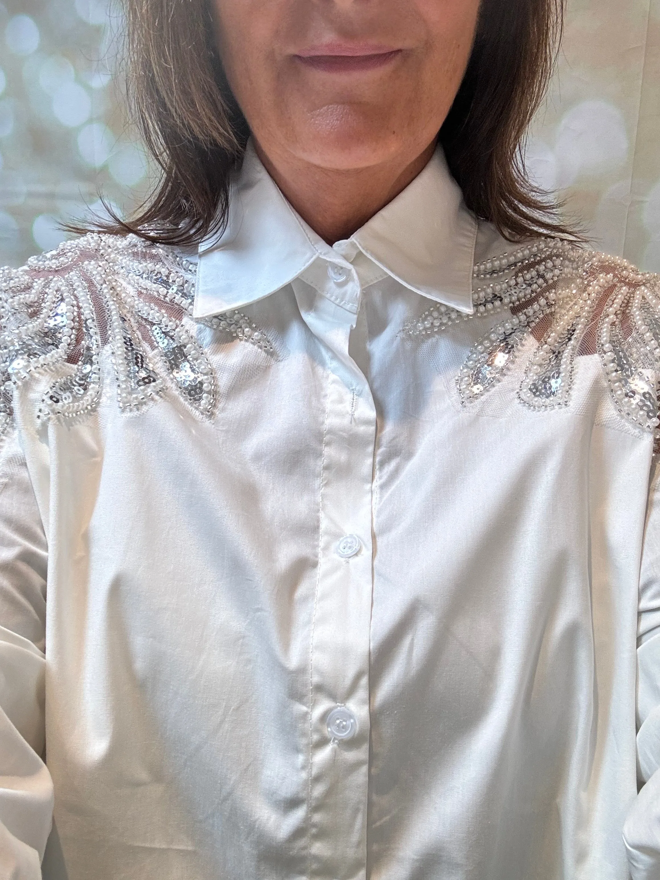 Cotton sequin / pearl Shirt