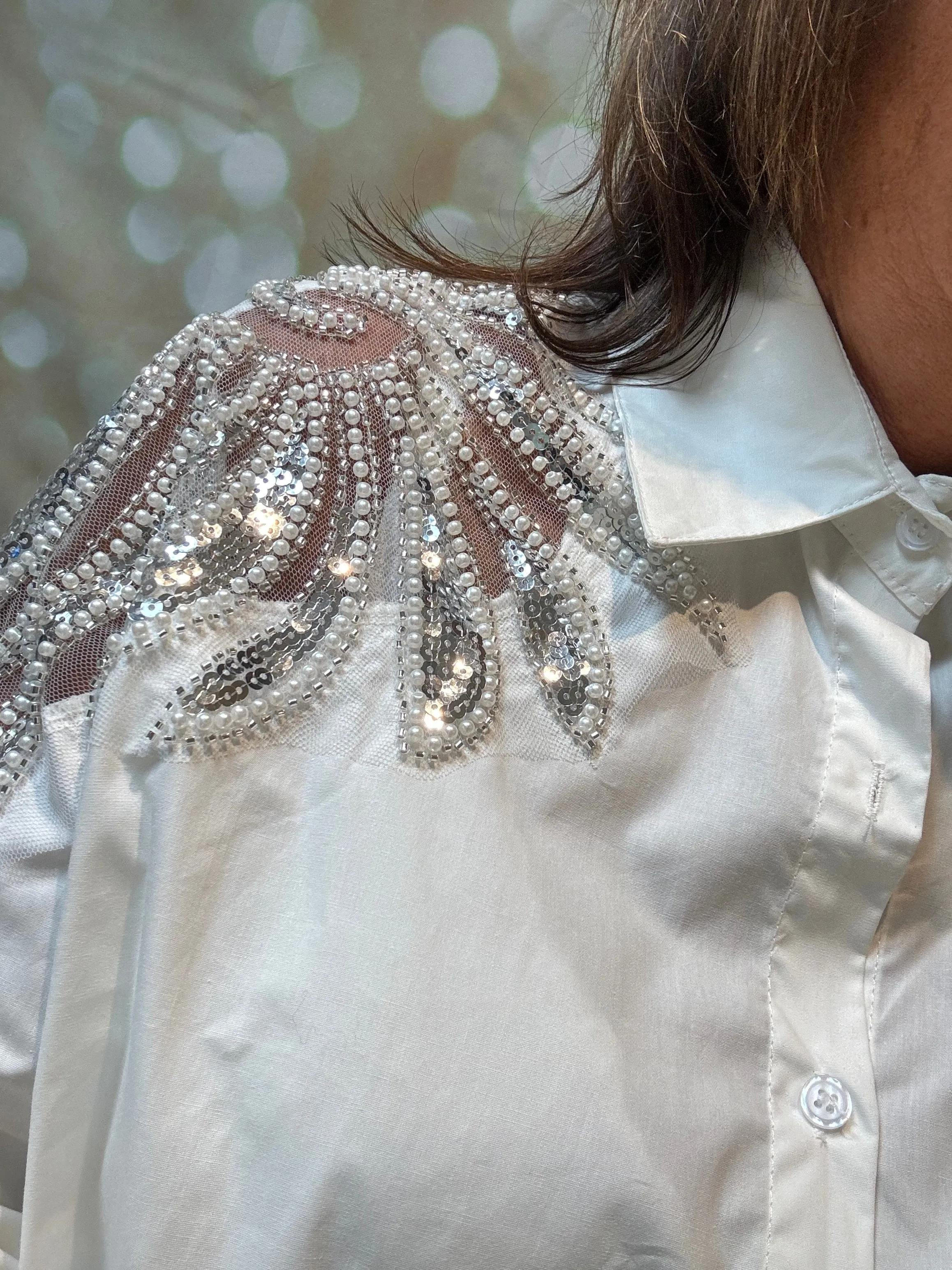 Cotton sequin / pearl Shirt