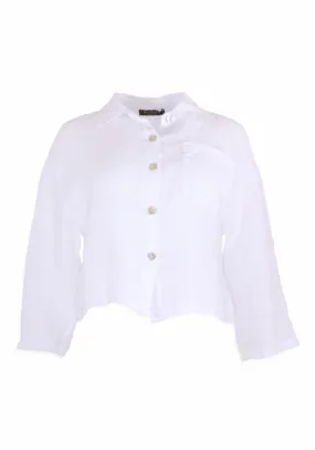 CROPPED LINEN BLOUSE - PISTACHE