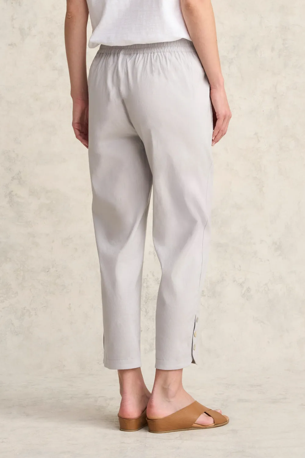 Curved Hem Linen Pant - Light Grey