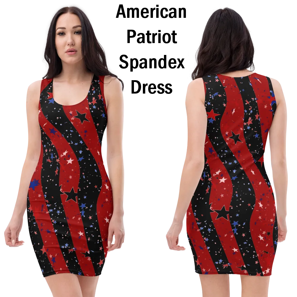 Dazzling American Patriotic Spandex Bodycon Dark Dress