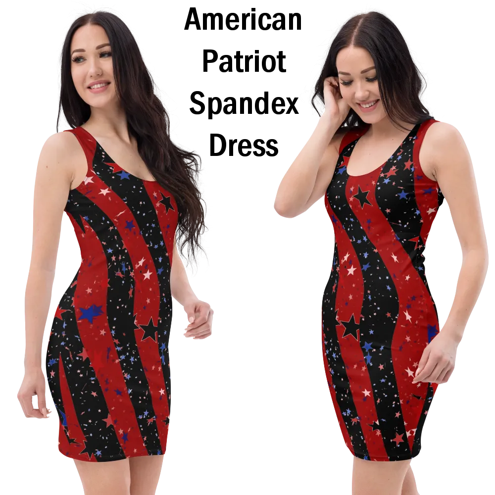 Dazzling American Patriotic Spandex Bodycon Dark Dress