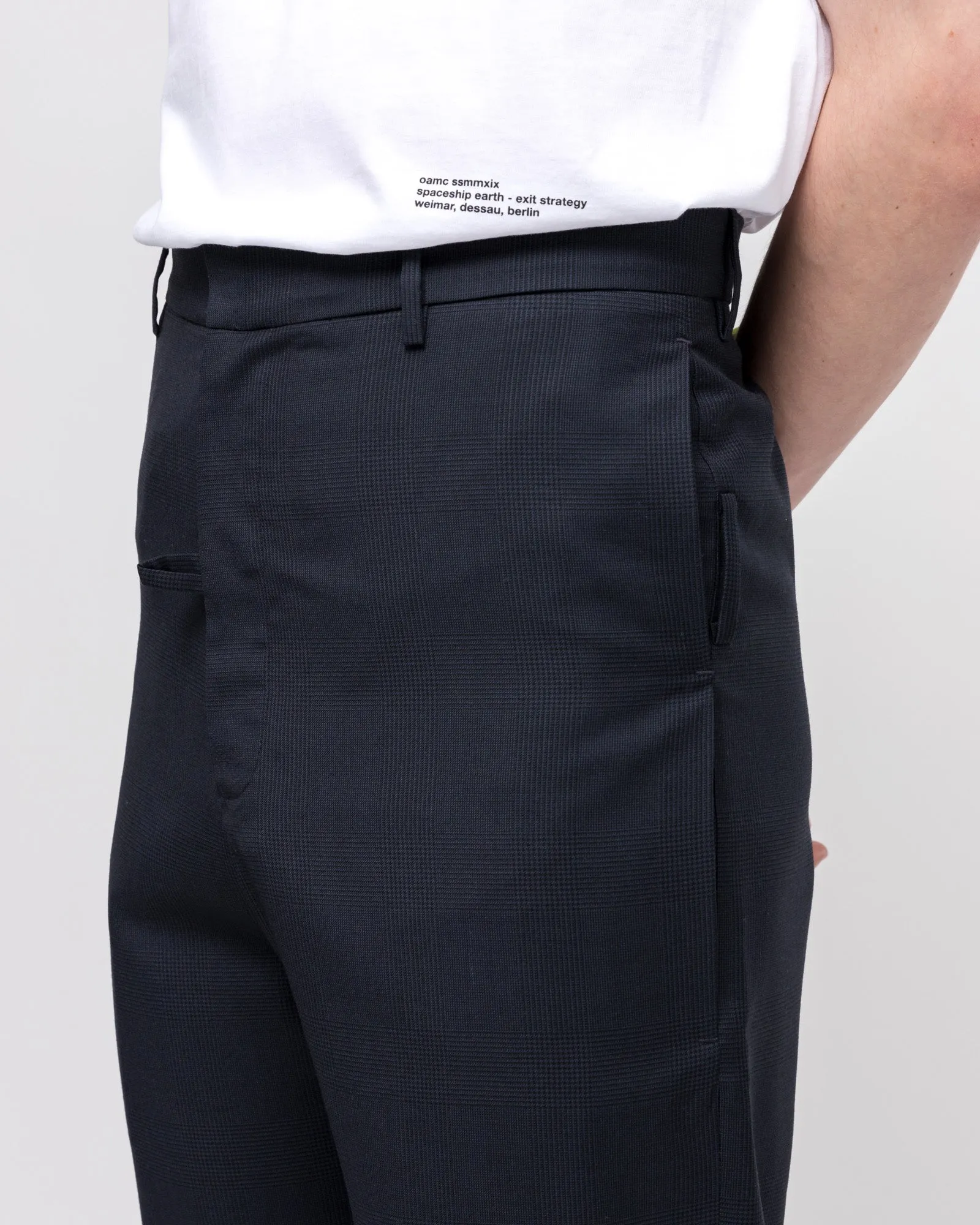 Double Pocket Tailored Trouser in Navy Check