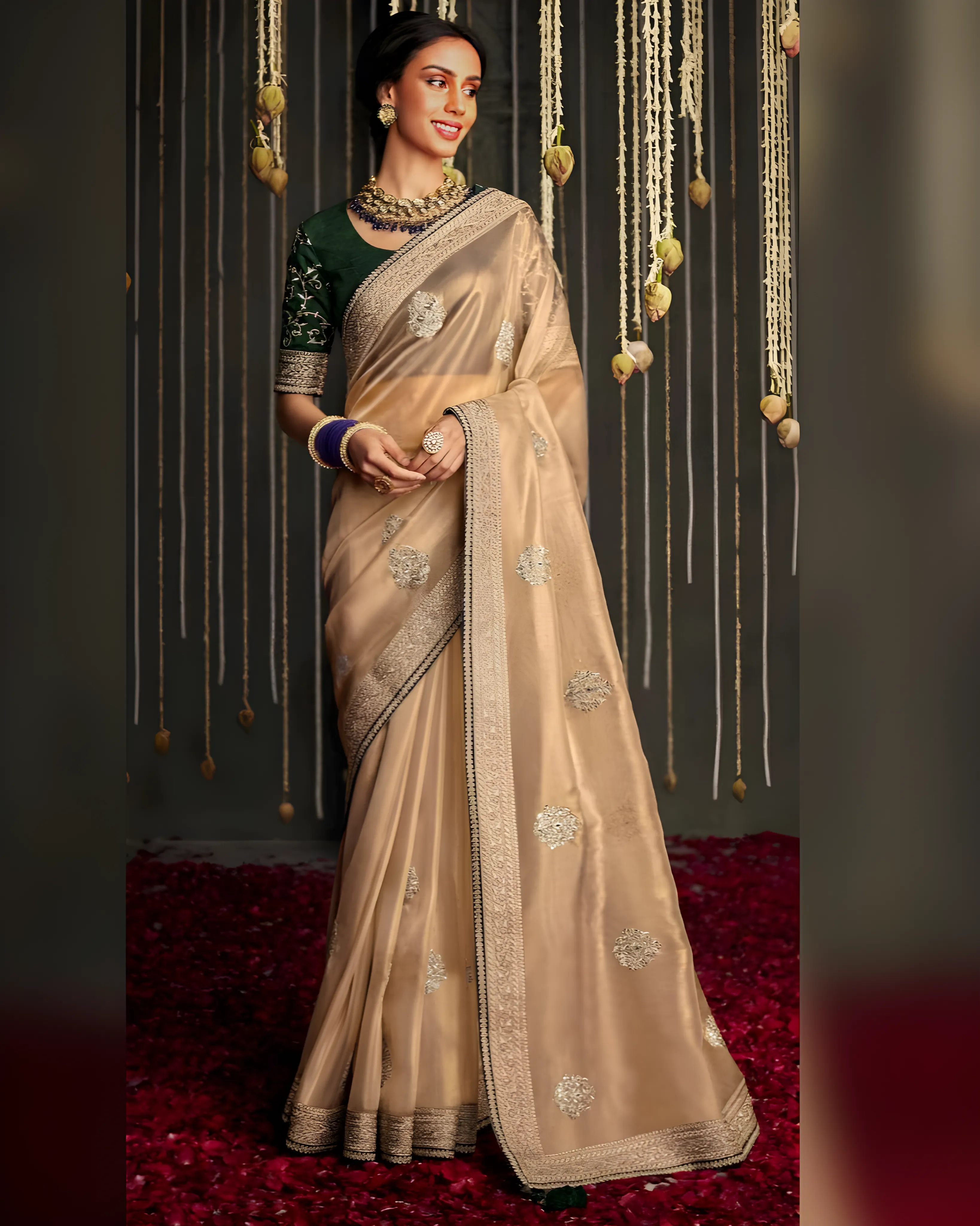 Embroidered Soft Tissue Silk Saree