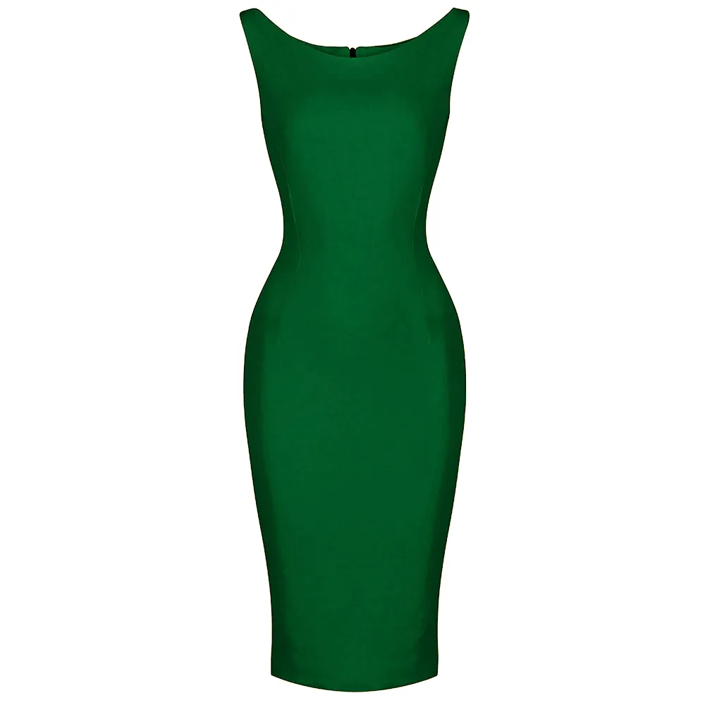 Emerald Green 40s Bodycon Sleeveless Hollywood Wiggle Dress