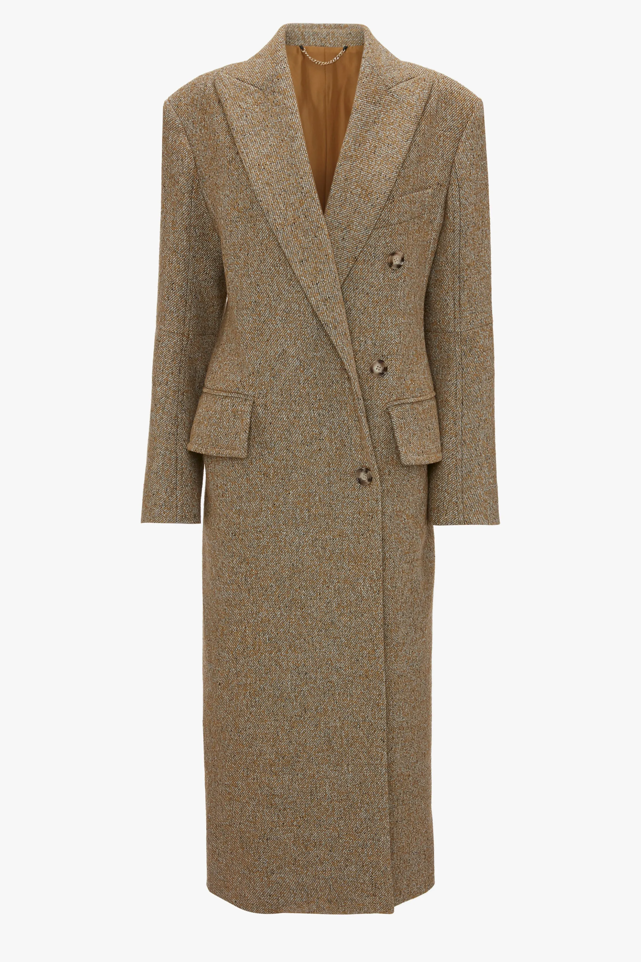 Exclusive Waisted Tailored Coat In Flax