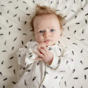 Feather print cotton sleepsuit