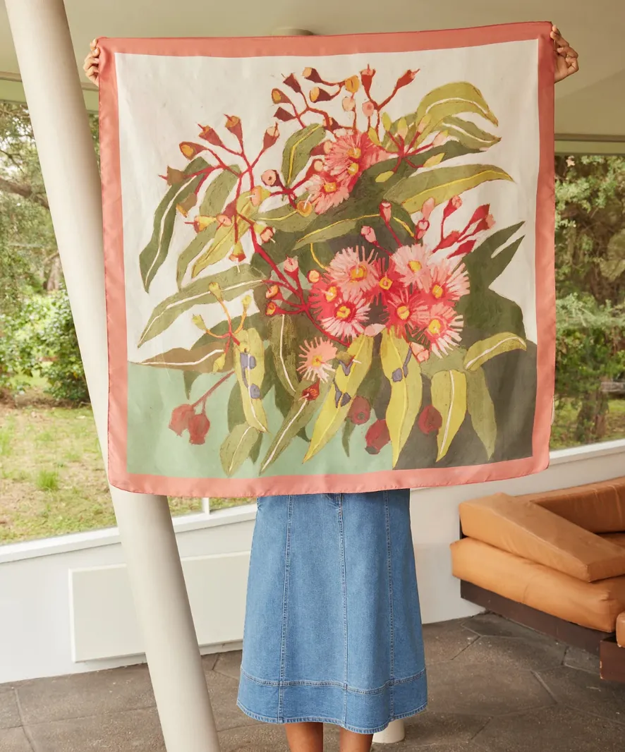 Flowering gum silk scarf