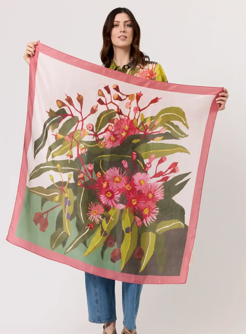 Flowering gum silk scarf