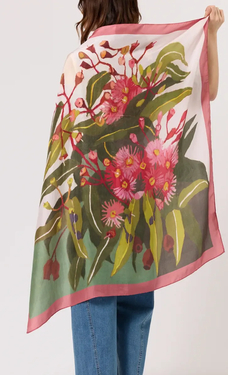 Flowering gum silk scarf