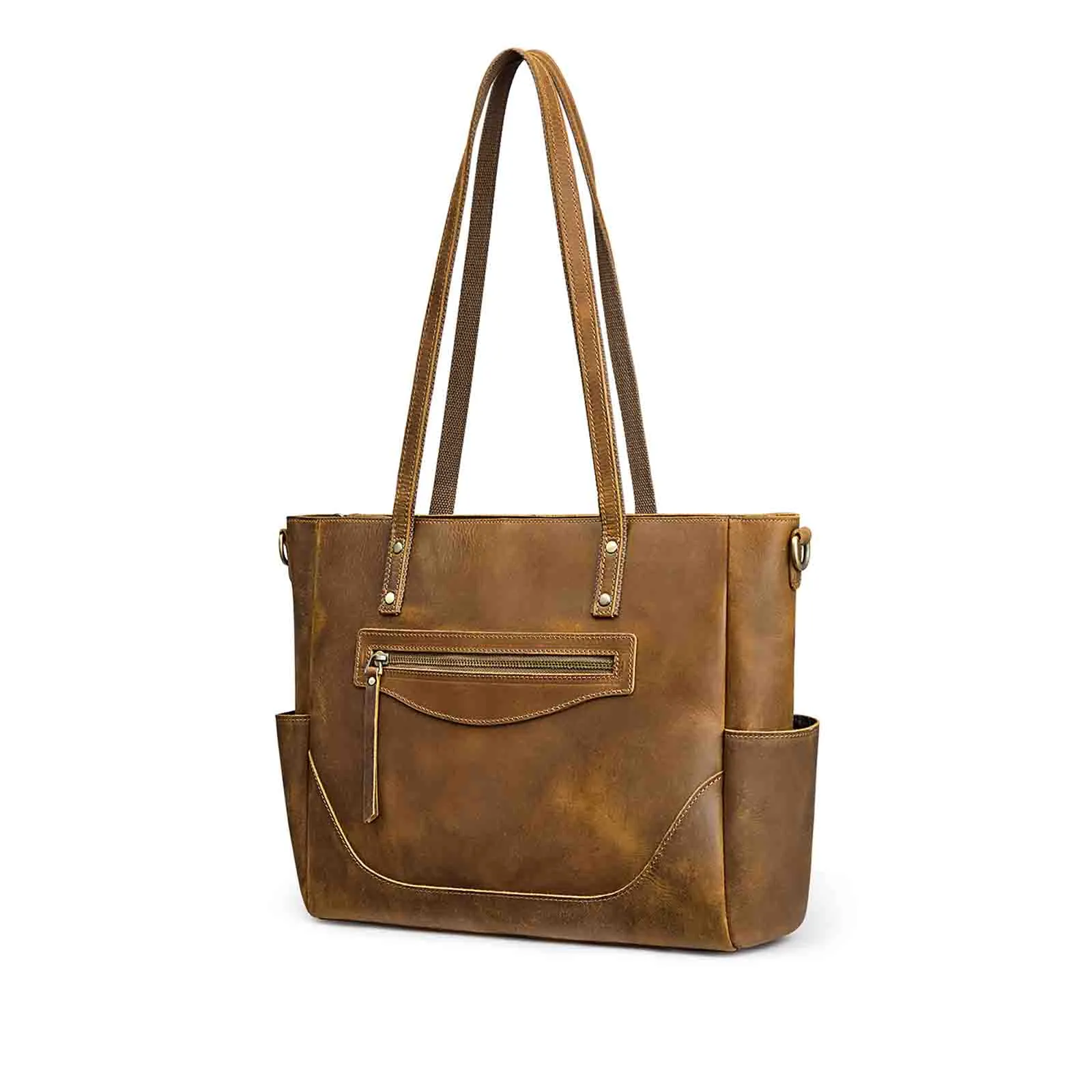 Genuine Leather Laptop Tote Bag Women